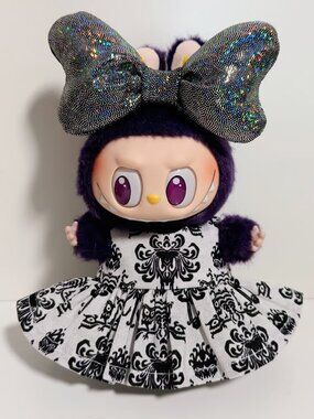 Custom Disney Haunted Mansion Wallpaper Print Dress and Bow Made to fit Labubu